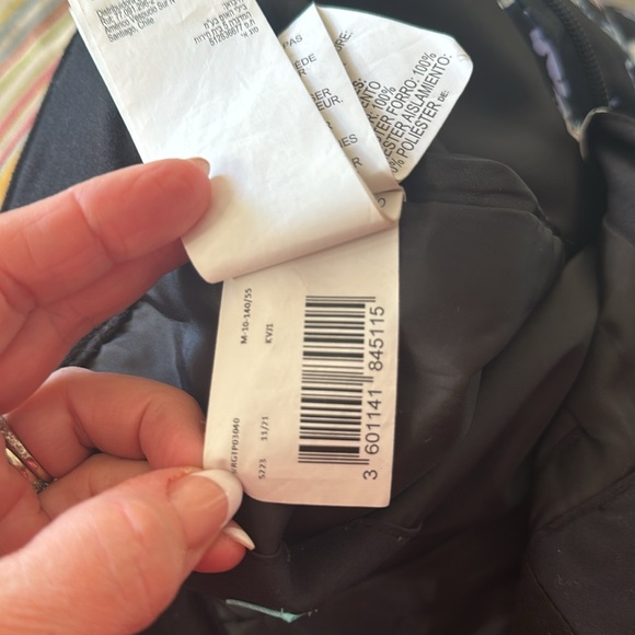 Roxy Girls' Backyard Floral Printed Snowboard Ski Pants White Black Blue Sz 10 - Picture 8 of 9